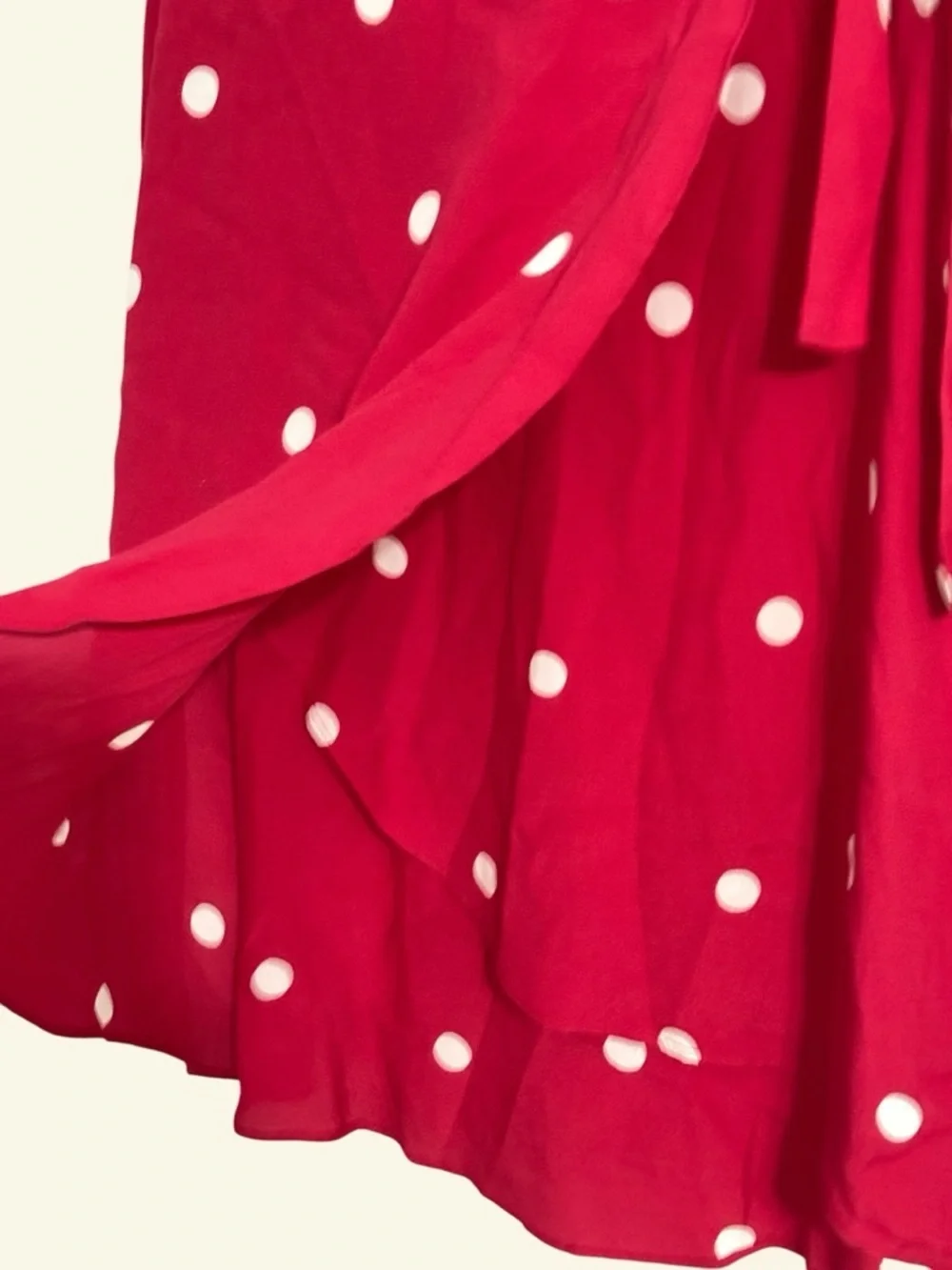LOFT Red Polka Dot Wrap Skirt Size 6P Petite Tie Waist Midi Flowy